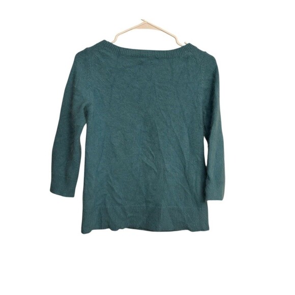 Ann Taylor Angora 3/4 Sleeve Sweater SZ S Soft Blue Green Sea Glass Preppy Cozy - Picture 3 of 5